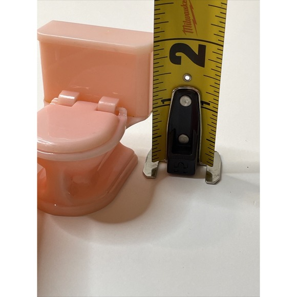 PLASCO PINK BATHROOM SET  Vintage Dollhouse Furniture Toilet Bathtub Chair AL5.5 - Picture 12 of 15